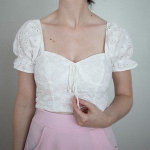 White flower crop top from Boutique 1861